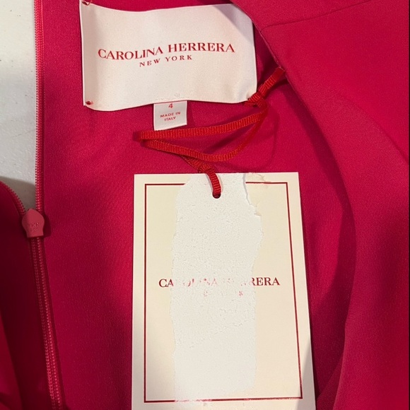 CAROLINA HERRERA Pink Crepe Midi Dress 4 Slit Cocktail Party Wedding Guest new - Picture 13 of 16